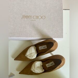 Jimmy Choo Cass camel suede heels